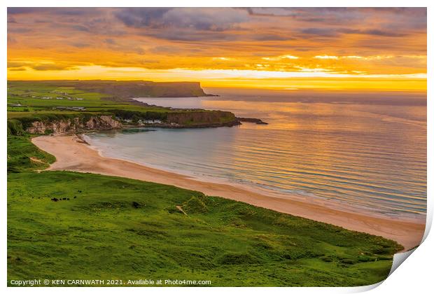 Serene Sunset Over Whitepark Bay Print by KEN CARNWATH