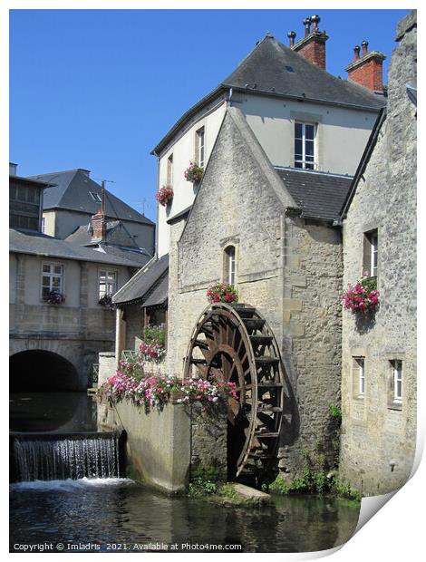 Picturesque Waterwheel, Bayeux, France Print by Imladris 