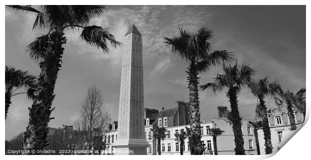 Palm Trees and Obelisk, Boulogne-sur-Mer, France Print by Imladris 