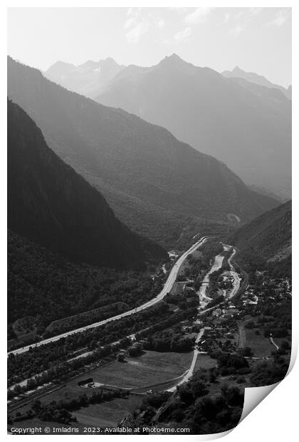 Maurienne Valley, Rhone-Alps, France. Monochrome Print by Imladris 