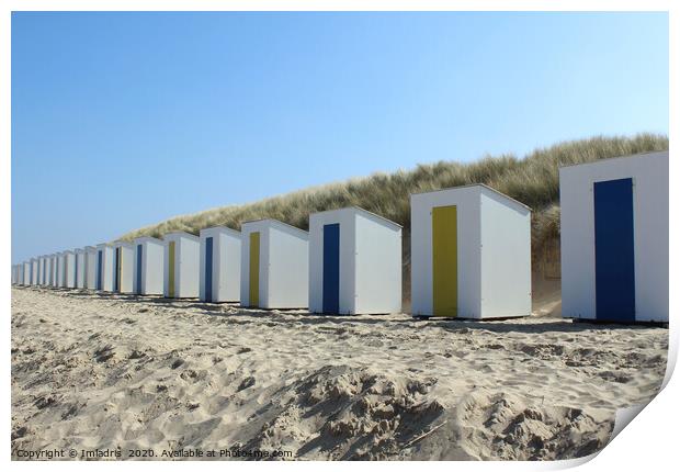 White Beach Huts, Cadzandbad, Holland Print by Imladris 