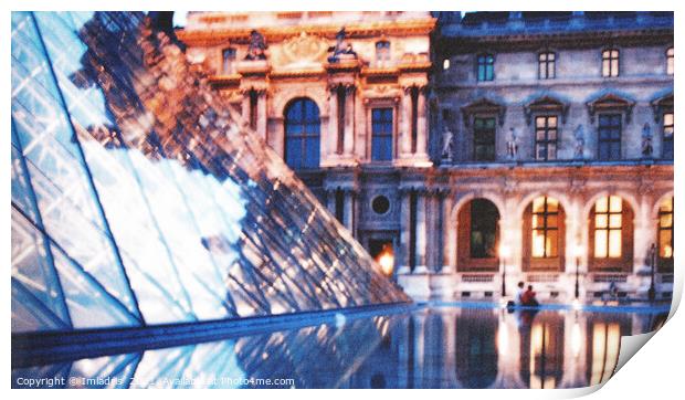 Romantic evening in Paris at the Louvre Print by Imladris 