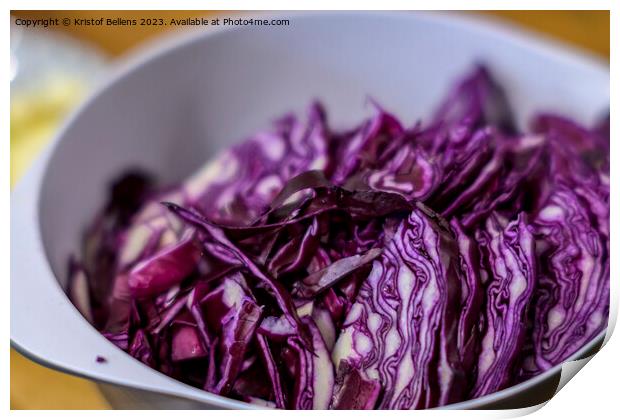 Close-up of a bowl with chopped red cabbage Print by Kristof Bellens