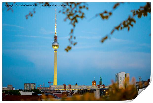 Berlin skyline during evening with Fernsehturm Berlin TV tower. Print by Kristof Bellens