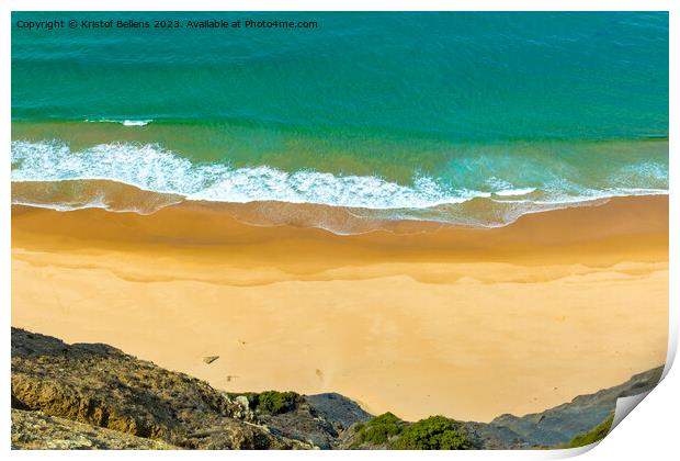 Empty remote beach in Algarve, Portugal. Print by Kristof Bellens