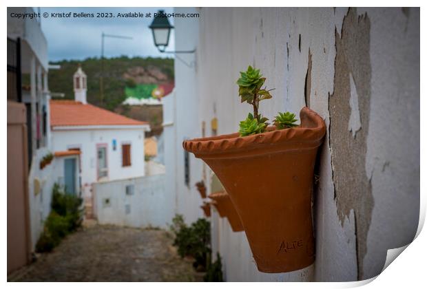 View on the streets of Alte, cozy village in the Algarve in Portugal. Print by Kristof Bellens