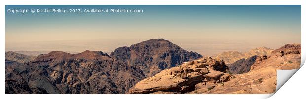 Panorama landscape image of Petra, Jordan at the top of Ad Deir. Print by Kristof Bellens