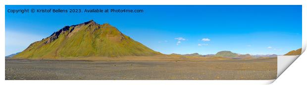 Iceland landscape panorama: Emstrur surroundings. Green mountain and lava soil Print by Kristof Bellens