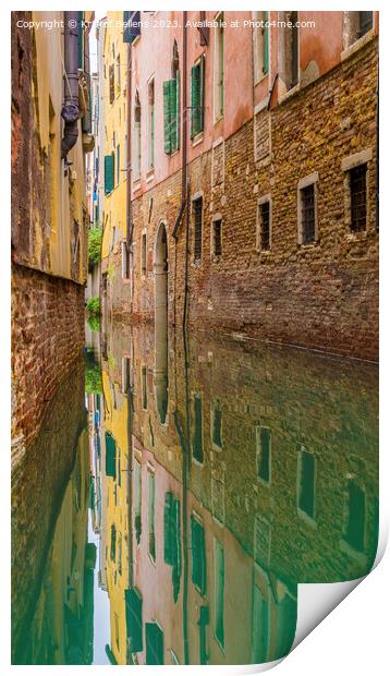 Vertical shot of colorful canal houses in venice Print by Kristof Bellens