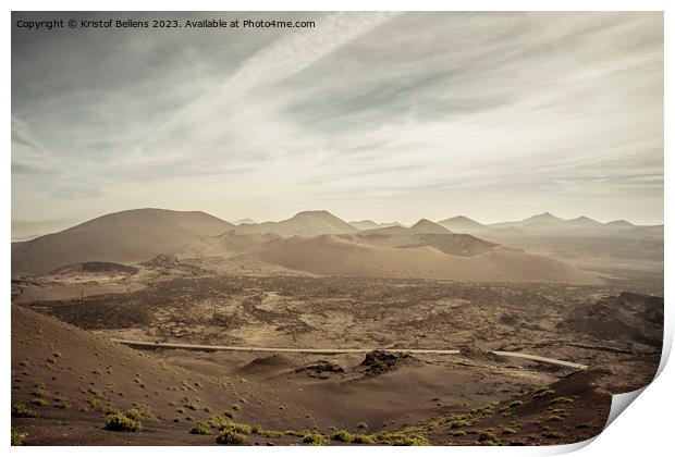View on the volcanic landscape of Timanfaya National Park on the Canary Island of Lanzarote in Spain. Print by Kristof Bellens