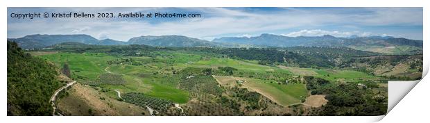Panoramic view on the pastures and landscape in Ronda, Andalusia surroundings. Print by Kristof Bellens