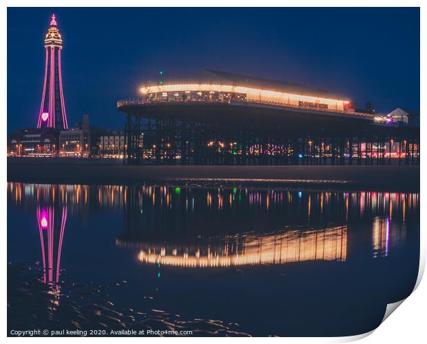Blackpool Tower and Central Pier Print by Paul Keeling