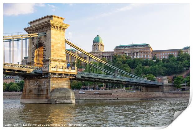 Buda Castle and Chain Bridge - Budapest Print by Laszlo Konya