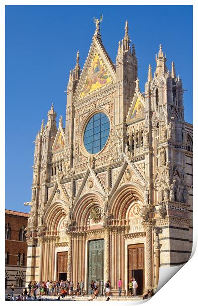 West Façade of the Duomo - Siena Print by Laszlo Konya