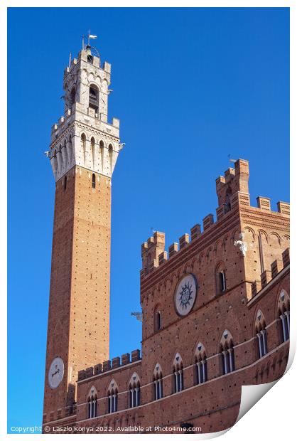 Torre del Mangia - Siena Print by Laszlo Konya