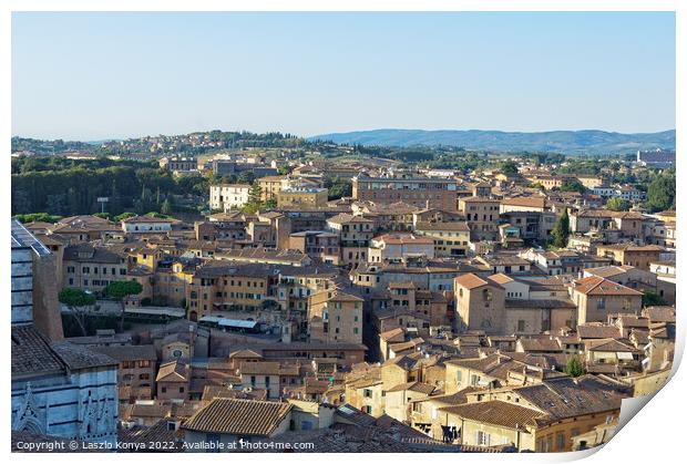 View from the Faccianote - Siena Print by Laszlo Konya