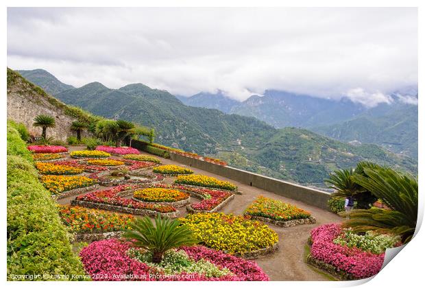 Colorful garden of Villa Rufolo - Ravello Print by Laszlo Konya