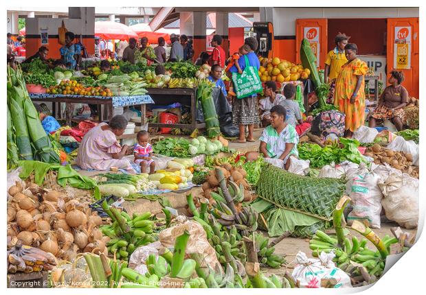 Main Market - Port Vila Print by Laszlo Konya