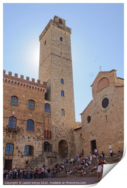 Piazza Duomo - San Gimignano Print by Laszlo Konya