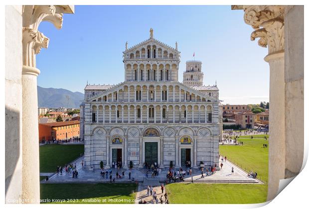 The Cathedral and the Leaning Tower - Pisa Print by Laszlo Konya