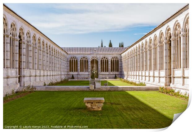 Camposanto courtyard - Pisa Print by Laszlo Konya