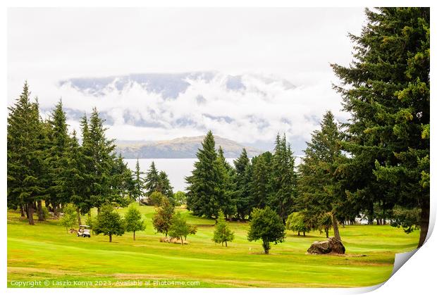 Kevin Heights golf course - Queenstown Print by Laszlo Konya