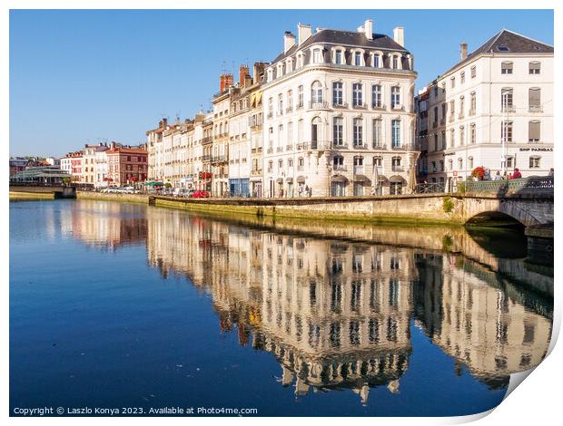 Reflections in the Nive River - Bayonne Print by Laszlo Konya