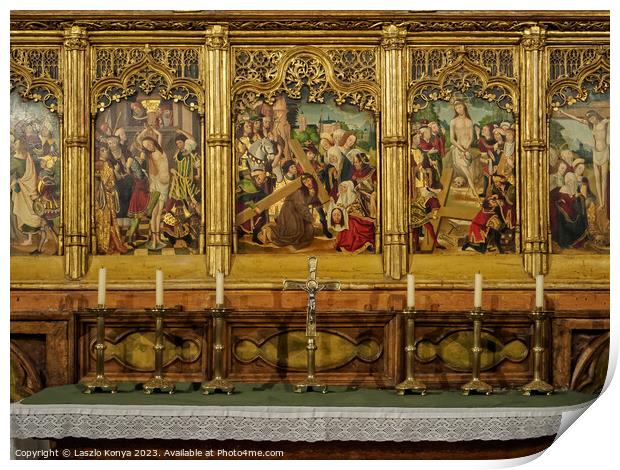 Altarpiece - Pamplona Print by Laszlo Konya