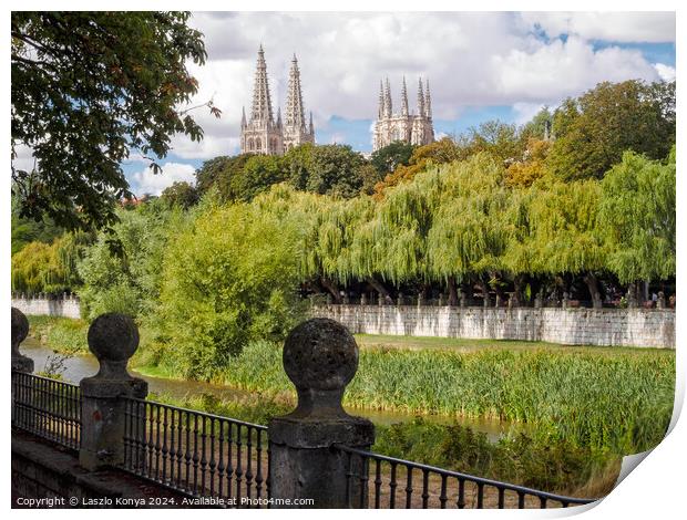 Spires of the Cathedral - Burgos Print by Laszlo Konya