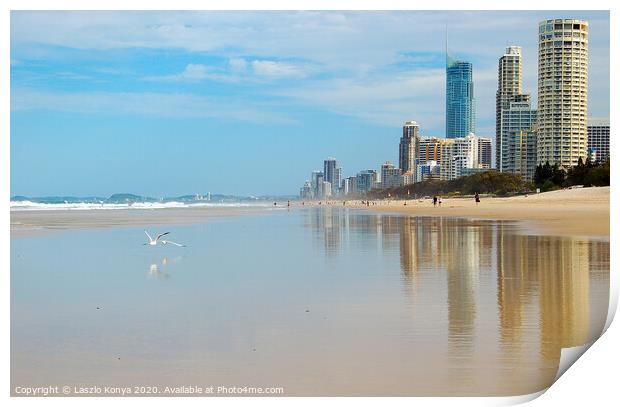 Beach - Surfers Paradise Print by Laszlo Konya