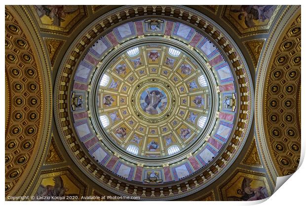 Cupola of St Stephen Basilica - Budapest Print by Laszlo Konya