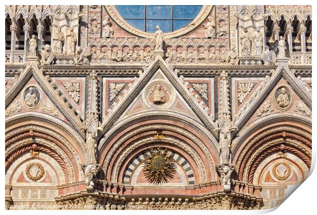 West Facade of the Duomo - Siena Print by Laszlo Konya