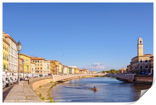 Ponte di Mezzo over the Arno - Pisa Print by Laszlo Konya