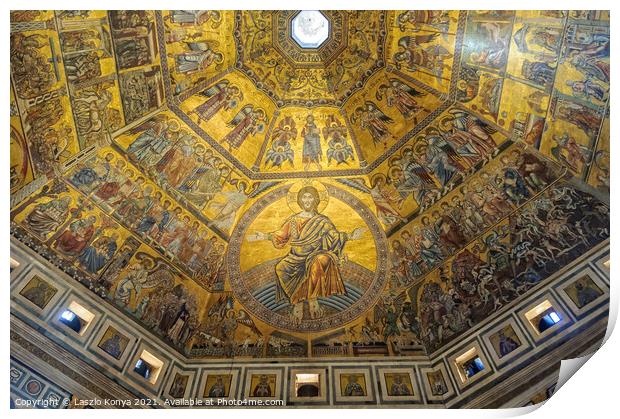 Mosaics of the Baptistery - Florence Print by Laszlo Konya