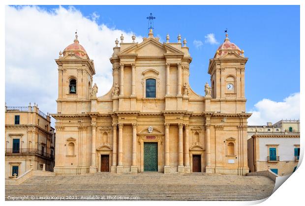 St. Nicholas Cathedral - Noto Print by Laszlo Konya