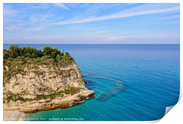 Cross on Santa Maria Island - Tropea Print by Laszlo Konya