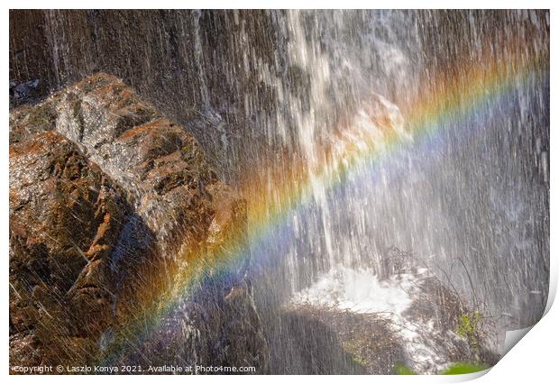 Rainbow at the MacKenzie Falls - Grampians Print by Laszlo Konya
