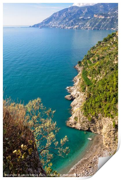 Little beach - Amalfi Coast Print by Laszlo Konya