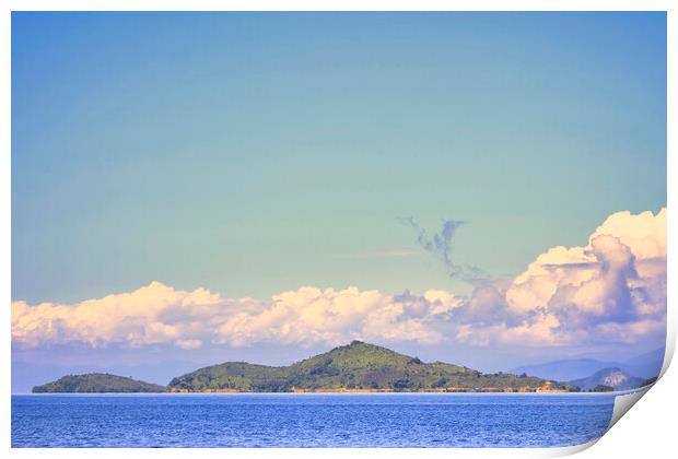 island with a clear blue sky background Print by John Lusikooy