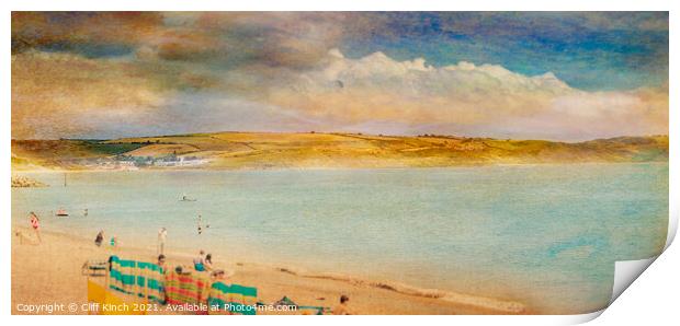 Across the bay to Bowleaze Cove Print by Cliff Kinch