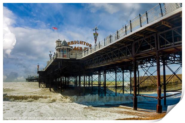 Under Brighton Palace Pier Print by Cliff Kinch