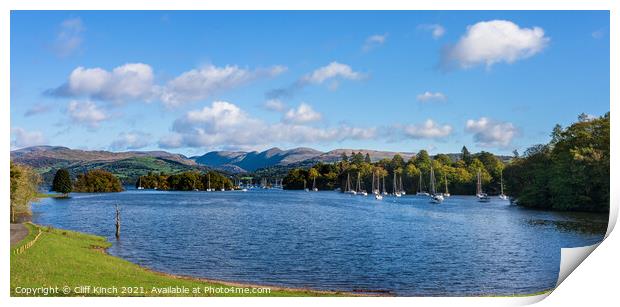 Lake Windermere and Belle Isle Print by Cliff Kinch