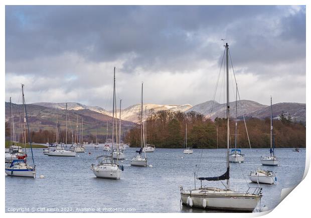 Lake Windermere to High Borrans Print by Cliff Kinch