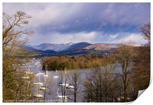 Lake Windermere and Belle Isle Print by Cliff Kinch