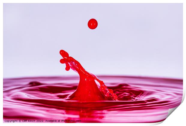 Water drop - Pink Print by Cliff Kinch