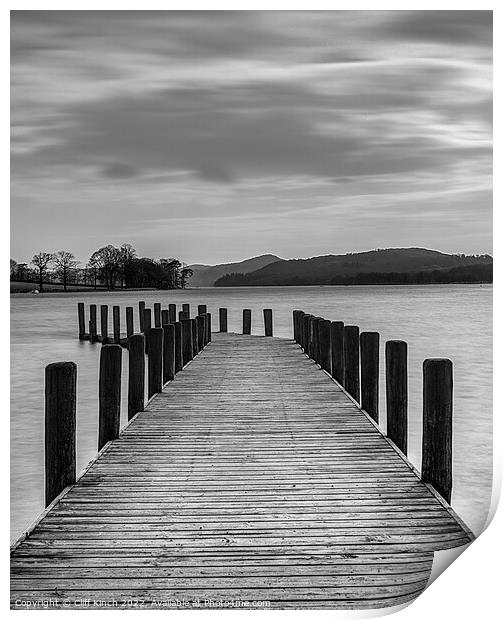 Lake Coniston Jetty  Print by Cliff Kinch