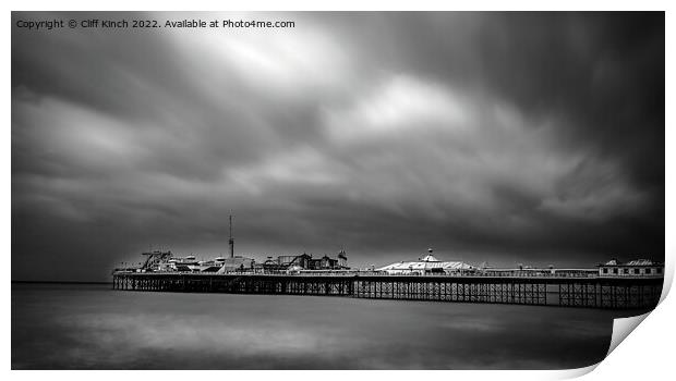 Brighton Pier monochrome Print by Cliff Kinch