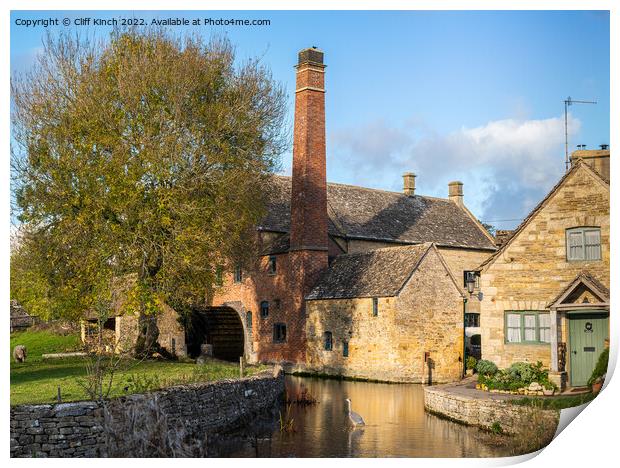 The Mill at Lower Slaughter Print by Cliff Kinch