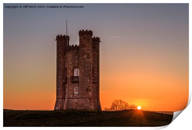 Broadway Tower at Sunset Print by Cliff Kinch