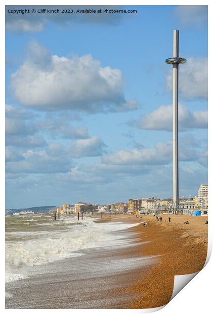 i360 tower Brighton Beach Print by Cliff Kinch